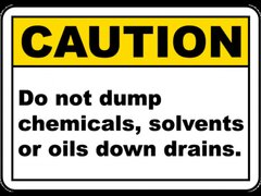 No Chemicals Down Drains Sign